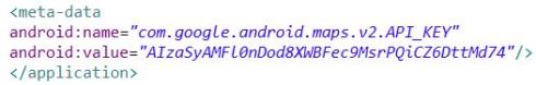Putting the API Key in AndroidManifest.xml file