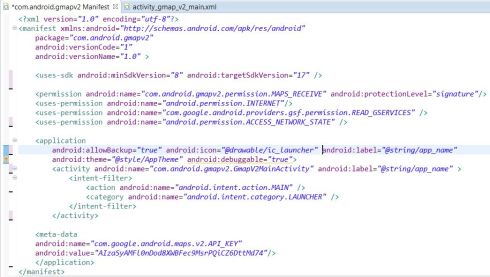Complete code of AndroidManifest.xml